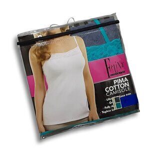 NWT 2PK Felina sz:L Women's Lace Pima Cotton Camisole set Top Layering Gray Blue